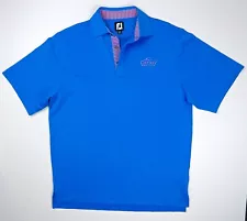 FOOTJOY Polo Shirt Men Size Medium Blue Golf Lost Key Golf Club Embroidered