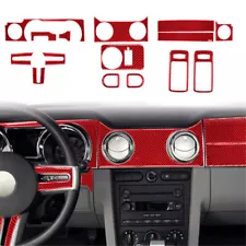 15Pcs Red Carbon Fiber Full Interior Kit Cover Trim For Ford Mustang 2005-2009 (For: Ford)