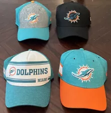 Lot Of 4 Miami Dolphins 39Thirty Flex Fit Hats - See Desc For Sizes