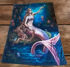 Fleece Mermaid Blanket Ocean Marine Beach House Throw Fairycore 78" x 63"