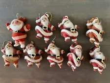 VINTAGE LOT of Creepy Flocked SANTA CLAUS Christmas Halloween Ornaments for Art