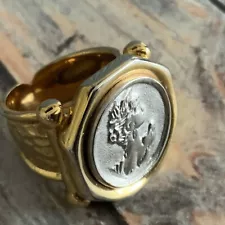 Vintage mixed metal roman coin cocktail ring size 5