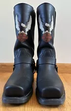 Mens 9.0 Harley Davidson Darren Embroidered Eagle Harness Motorcycle Boots