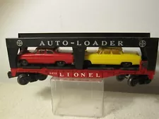 Lionel Trains 0/027 gauge Evans Auto-Loader Flatcar #6414 w/ yellow & red cars