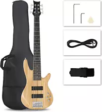 Electric Bass Guitar 6 String Bass with Naturally Air-Dried Maple Neck, Rosewood