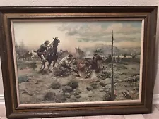 Charles M. Russell "When Horse Flesh Comes High" Print 1968... Framed