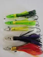 NEW 5 Zukers Lures Saltwater Feather Tuna Trolling Lures 6" inch