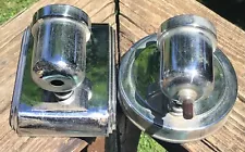 two MCM chrome bathroom wall sconce fixtures