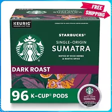 Starbucks K-Cup Coffee Pods, Dark Roast, Sumatra for Keurig Brewers, 96 pods