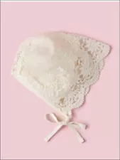 Baby Toddler Girls Off-White Embroidered Lace Bonnet