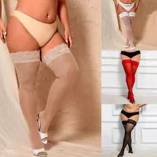 Women Plus Size Sexy Fun Lace Thigh High Stockings Silicone Non Slip Silk Socks