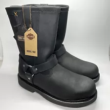 Harley Davidson Men's Sz 10.5 Bill Black Leather Steel Toe Safety Biker Boots