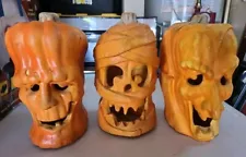 1993 Trendmasters Halloween Pumpkin Mummy, Dracula, Frankenstein Foam Blow Molds