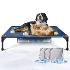 Indoor Instant Cooling Elevated Dog Bed for Small Medium Large Dogs, 8-12H Lo...