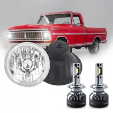 7" Round LED Headlights LED 9003 H4 Light Bulb Headlamp Pair for Ford