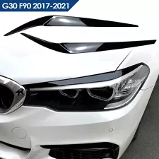 For BMW G30 G31 F90 M5 Eyebrows Headlight Eyelid Cover Trim Gloss Black 2017-21