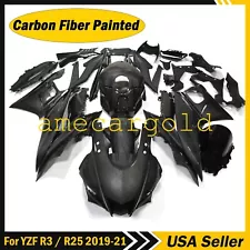 Black Carbon Fiber Painted Fairing Kit For YAMAHA YZF R3 2019-2021 / R25 19-21