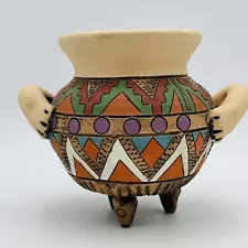 Southwest Pottery Polychrome Incised Vase Pot READ