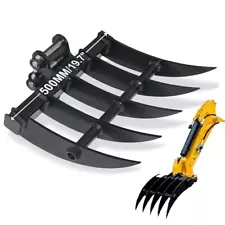 Rake Attachments For 5-Tooth Mini Excavator， Small Digger Hydraulic Tilt Backhoe