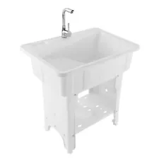 Pre-Owned!Heavy Duty Laundry Sink Utility Tub W/ Faucet Sinks for Washing Room