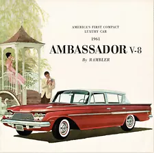 1961 American Motors Rambler Ambassador V-8 Sedan Wagons Deluxe Sales Brochure