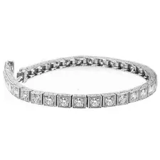 4.20 carat Antique Vintage style Round Diamond Tennis Bracelet F color VS/SI1