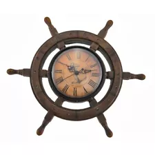 Rustic Ships Wheel wall Clock