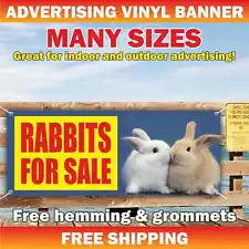 RABBITS FOR SALE Advertising Banner Vinyl Mesh Sign chickens arm animals cattle