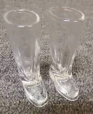 Two Clear Glass Cowboy Boot Shot Glasses Toothpick Or Matches Holders