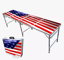 8-Foot Beer Pong Table w/ OPTIONAL Cup Holes & LED Lights - USA