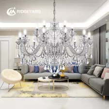 18 Lights Elegant K9 Crystal Chandelier Pendant Fixture Modern Ceiling Lamp