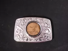 Vintage Collectible Silver-Color "Eire" Irish One Penny Coin Belt Buckle