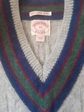 Brooks Brothers Sweater Vest Mens Medium Gray Knit Warm Shetland Wool Pre-owned