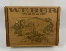 Weber Fine German Wine Wood Wooden Storage Box Collectible Slide Lid 13½x10¼x4¼"