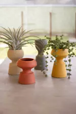 Set Of Four Clay Vases - One Each Color Multi