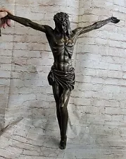 New Catholic Christian Crucifix Solid Genuine Bronze Jesus Christ Wall Figure