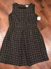 Liz Claiborne Woman’s Black Gold SparklSleeveless Dress NWT Size 14 Lined SALE