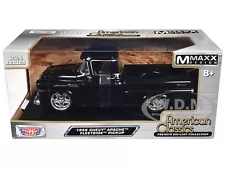 1958 CHEVROLET APACHE FLEETSIDE PICKUP BLACK 1/24 DIECAST BY MOTORMAX 79311