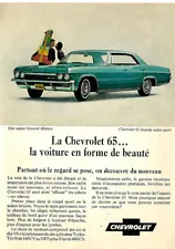 1965 CHEVROLET IMPALA SPORT SEDAN BLUE AUTOMOBILE ORIGINAL AD IN FRENCH