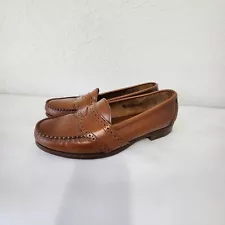 Polo Ralph Lauren Penny Loafer Shoes Mens 9.5 Brown Leather Brogue Classic Prepp