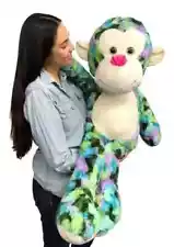 Big Stuffed Monkey 40 inches 102 cm Soft Multicolor Large Plush Animal New