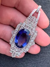 18ct gold 2ct diamond 20ct sapphire pendant art deco 1920s