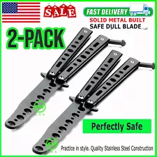 New Listing2Pack Butterfly Trainer Training Dull Tool Metal Knifes Practice Stainless BLACK