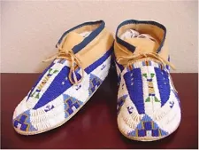 Old American Style Suede Leather Handmade Beaded Moccasins HBM215