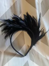 1920S Black Feather Headband Flapper Headpiece Roaring 1920S Gatsby Hair Medium