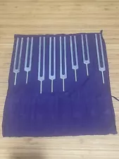 Tuning Fork Set of 8 Metal For Healing Therapy Meditation Medical With Cloth