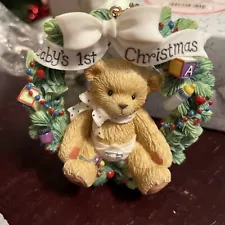New ListingCherished Teddies - Baby's First Christmas Ornament - Wreath - 865028 - IN221