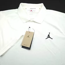 NEW! NIKE -AIR JORDAN GOLF POLO SHIRT -XL- IVORY WHITE POLY PERFORMANCE STRETCH