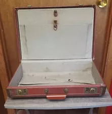 Vintage Suitcase Red & Brown No Manufacturer Label