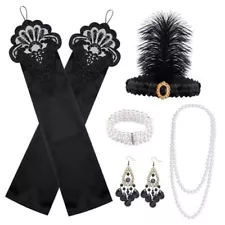 1920s Accessories Set for Women Flapper Headpiece Headband Set E